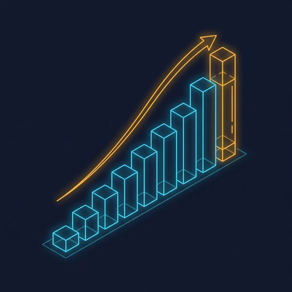 Isometric illustration of a cohort chart maturing over several months