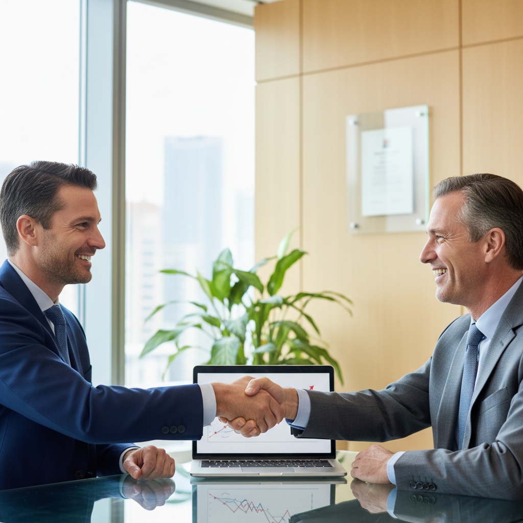 Successful financial advisor meeting with a client